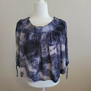 American Eagle Multi Color Velvet  Shoulder Blouse